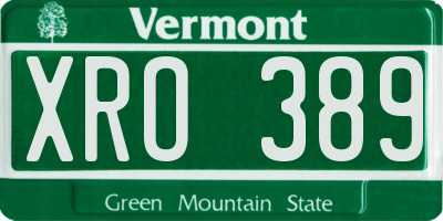 VT license plate XRO389
