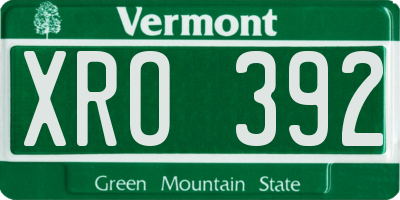 VT license plate XRO392