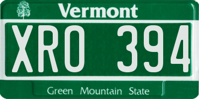 VT license plate XRO394