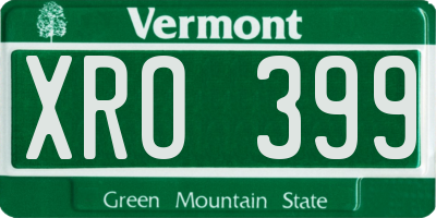 VT license plate XRO399