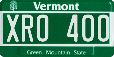 VT license plate XRO400
