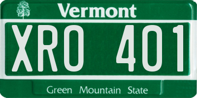 VT license plate XRO401