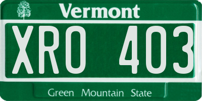 VT license plate XRO403