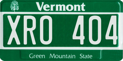VT license plate XRO404