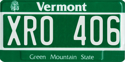 VT license plate XRO406
