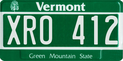 VT license plate XRO412