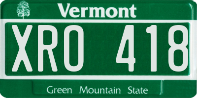 VT license plate XRO418