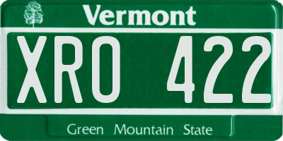 VT license plate XRO422
