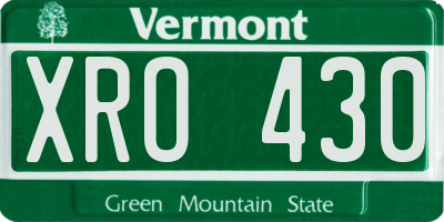 VT license plate XRO430