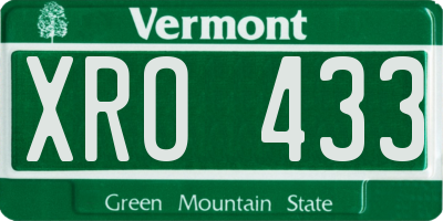 VT license plate XRO433