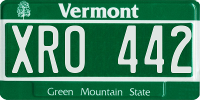 VT license plate XRO442