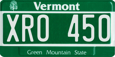 VT license plate XRO450
