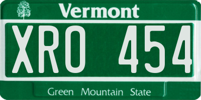 VT license plate XRO454