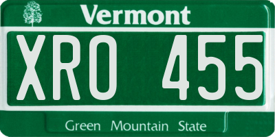 VT license plate XRO455