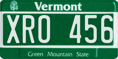 VT license plate XRO456