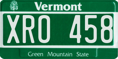 VT license plate XRO458