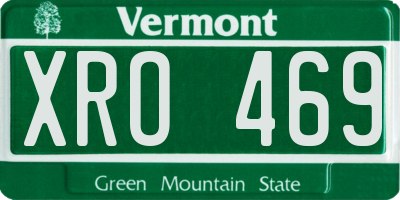 VT license plate XRO469