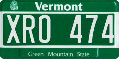 VT license plate XRO474