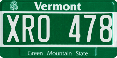VT license plate XRO478