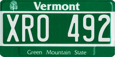 VT license plate XRO492