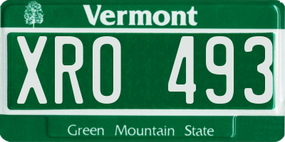 VT license plate XRO493