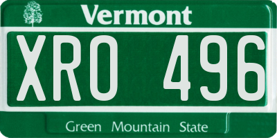 VT license plate XRO496