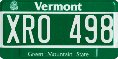 VT license plate XRO498