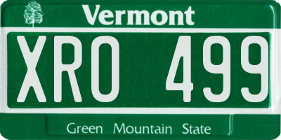 VT license plate XRO499
