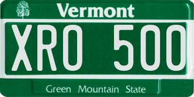 VT license plate XRO500