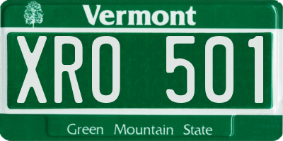 VT license plate XRO501