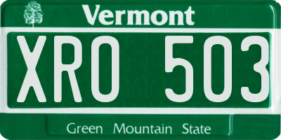 VT license plate XRO503
