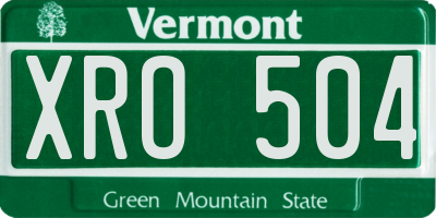 VT license plate XRO504