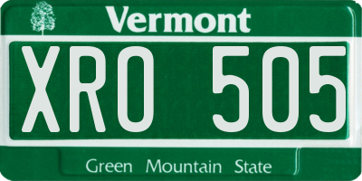 VT license plate XRO505