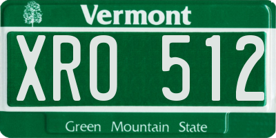 VT license plate XRO512