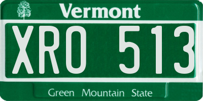 VT license plate XRO513