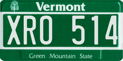 VT license plate XRO514