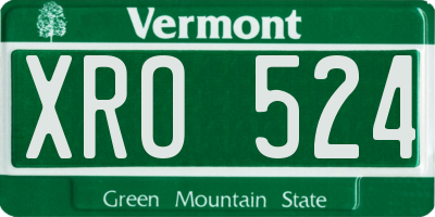 VT license plate XRO524