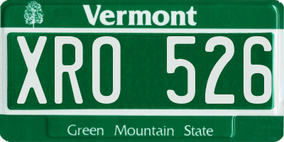VT license plate XRO526