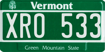 VT license plate XRO533