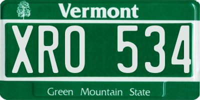 VT license plate XRO534