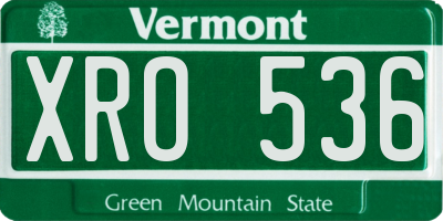 VT license plate XRO536