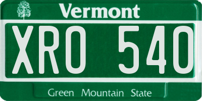 VT license plate XRO540