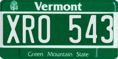 VT license plate XRO543