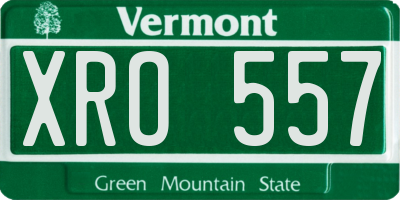 VT license plate XRO557