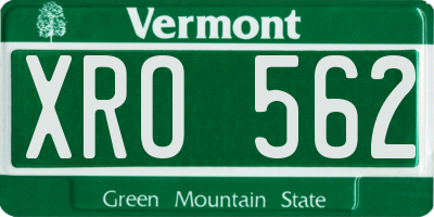 VT license plate XRO562
