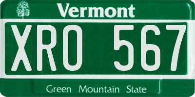VT license plate XRO567