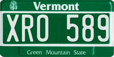 VT license plate XRO589