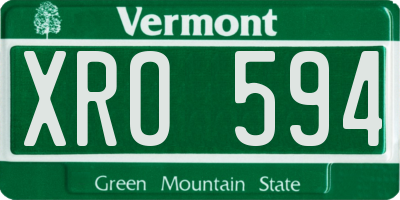 VT license plate XRO594