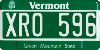 VT license plate XRO596
