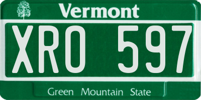 VT license plate XRO597